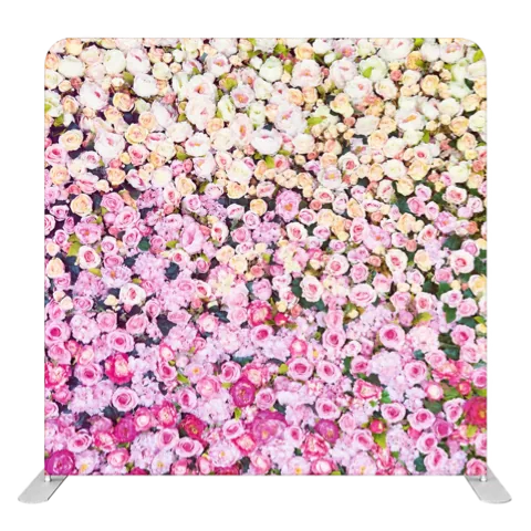 Pink and white floral design on a standard backdrop