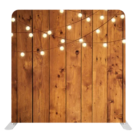 Timber and festoon light backdrop design